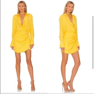 Gauge81 Naha Draped Silk Satin Mini Shirt Dress